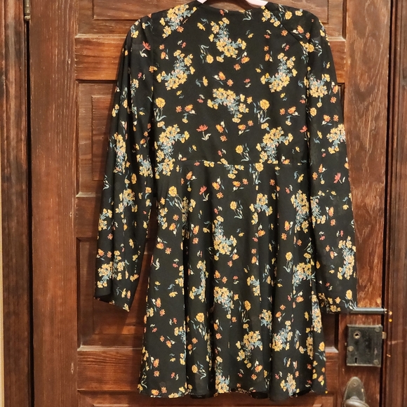 FREE PEOPLE Floral Boho Sundress with Plunge Neckline Bishop Sleeves LILOU LARGE - Picture 5 of 16